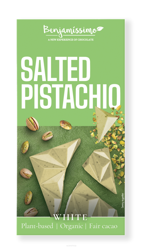 TABLICZKA KAKAOWA PISTACJE - SÓL HIMALAJSKA BEZGLUTENOWA BIO 60 g - BENJAMISSIMO