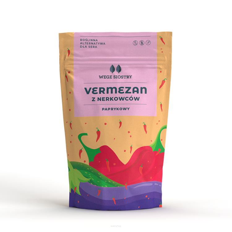 WEGAŃSKA ALTERNATYWA SERA TWARDEGO TARTEGO Z ORZECHÓW NERKOWCA Z PAPRYKĄ WĘDZONĄ BEZGLUTENOWA 90 g - WEGE SIOSTRY