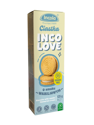 CIASTKA MARKIZY Z KREMEM O SMAKU WANILIOWYM BEZ CUKRU BEZGLUTENOWE 125 g - INCOLA