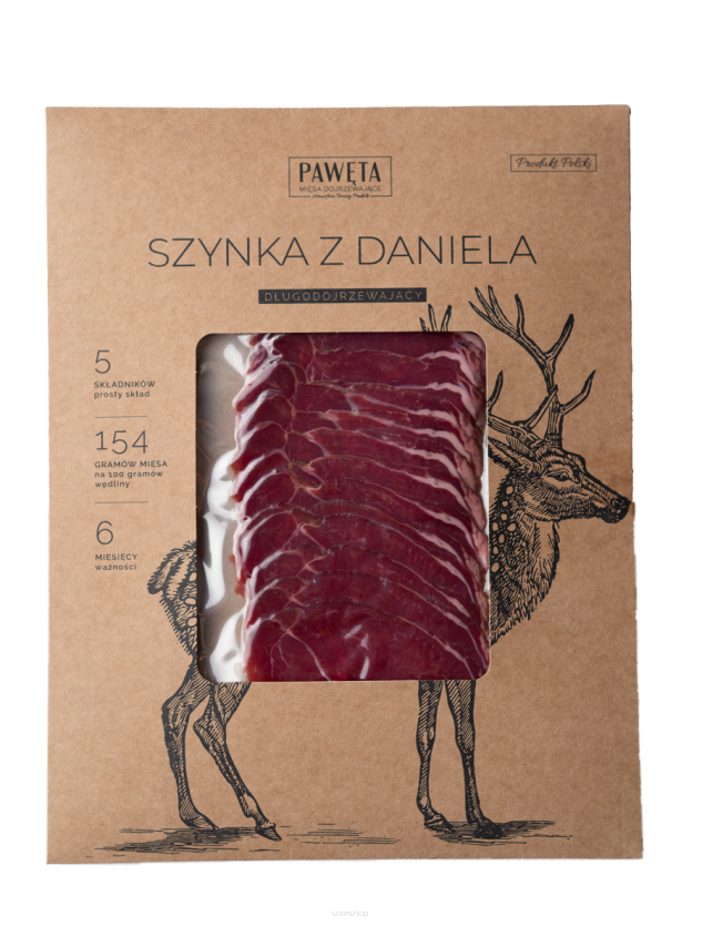 SZYNKA Z DANIELA DOJRZEWAJĄCA PLASTRY 50 g - PAWĘTA