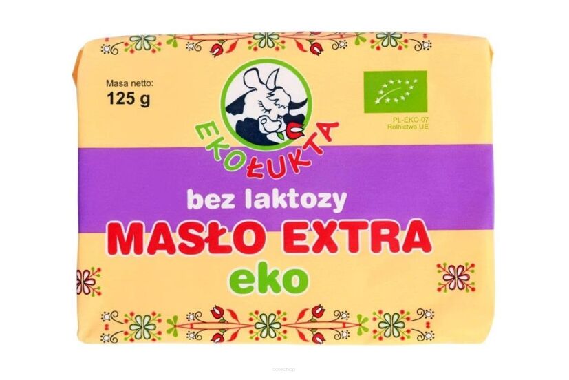 MASŁO EKSTRA KOSTKA BEZ LAKTOZY (82 % TŁUSZCZU)  BIO 125 g - EKO ŁUKTA