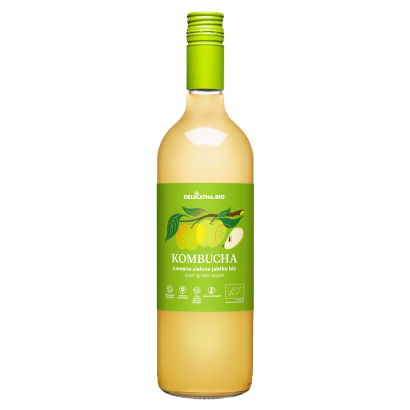 KOMBUCHA O SMAKU KWAŚNEGO ZIELONEGO JABŁKA BIO 750 ml - DELIKATNA