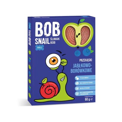 PRZEKĄSKA JABŁKOWO - BORÓWKOWA BEZ DODATKU CUKRU BEZGLUTENOWA 60 g - BOB SNAIL