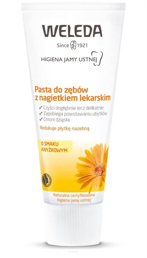 PASTA DO ZĘBÓW Z NAGIETKIEM LEKARSKIM BEZ FLUORU ECO 75 ml - WELEDA