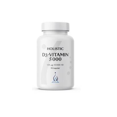 D-vitamin 125 µg (5000 IU) NATURALNA WITAMINA D3 CHOLEKALCYFEROL z lanoliny 90 kap Holistic