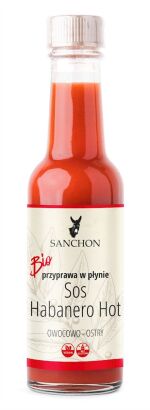 PRZYPRAWA WEGAŃSKA W PŁYNIE HABANERO HOT BEZGLUTENOWA BIO 140 ml - SANCHON