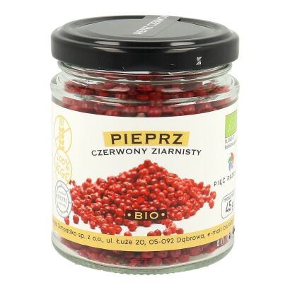 Pieprz czerwony ziarnisty bezglutenowy BIO 45 g - Pięć Przemian
