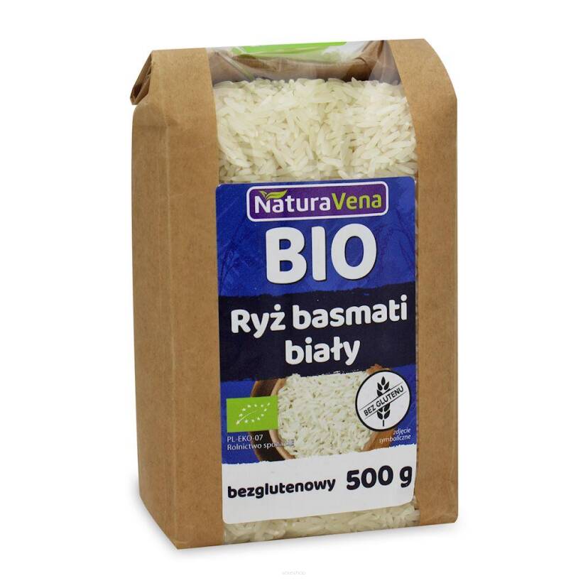 RYŻ BASMATI BIAŁY BEZGLUTENOWY BIO 500 g - NATURAVENA