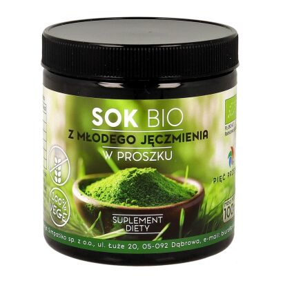 Sok z młodego jęczmienia w proszku BIO 100 g - Pięć Przemian