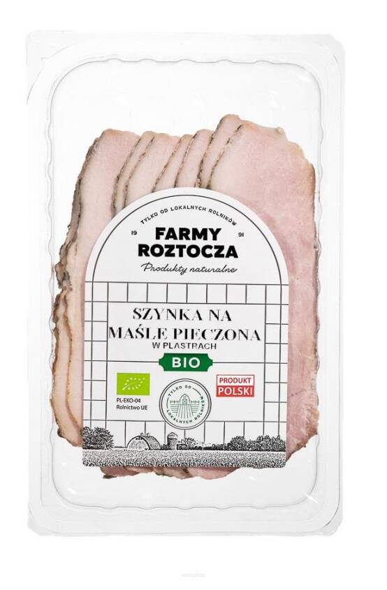 SZYNKA NA MAŚLE PIECZONA W PLASTRACH BIO 100 g - FARMY ROTOCZA (Z PÓŁKI)