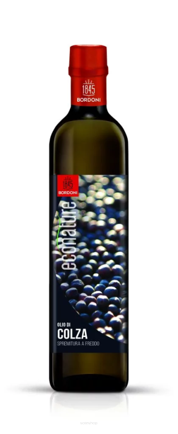OLEJ RZEPAKOWY (Z PRAŻONYCH NASION) TŁOCZONY NA ZIMNO BIO 500 ml - BORDONI