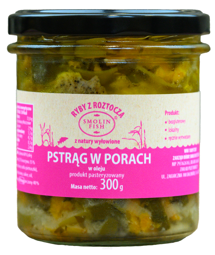 PSTRĄG W PORACH BEZGLUTENOWY 300 g - SMOLIN FISH (NA ZAMÓWIENIE)