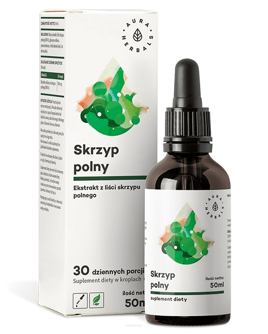 Skrzyp polny, ekstrakt z liści 4:1 500mg, krople (50ml) - Aura Herbals