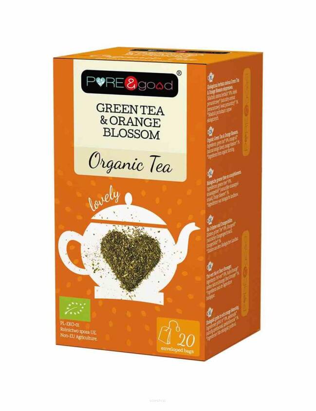 Herbata ekologiczna Green Tea & Orange Blossom 36 g - Pure&good