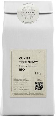 CUKIER TRZCINOWY BRĄZOWY DEMERARA BIO 1 kg - THE PLANET