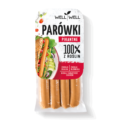 PARÓWKI ROŚLINNE PIKANTNE 200 g - WELL WELL