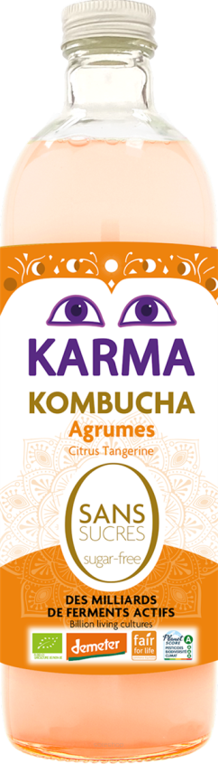 KOMBUCHA Z CYTRUSAMI BEZ CUKRU FAIR FOR LIFE DEMETER BIO 750 ml - KARMA KOMBUCHA