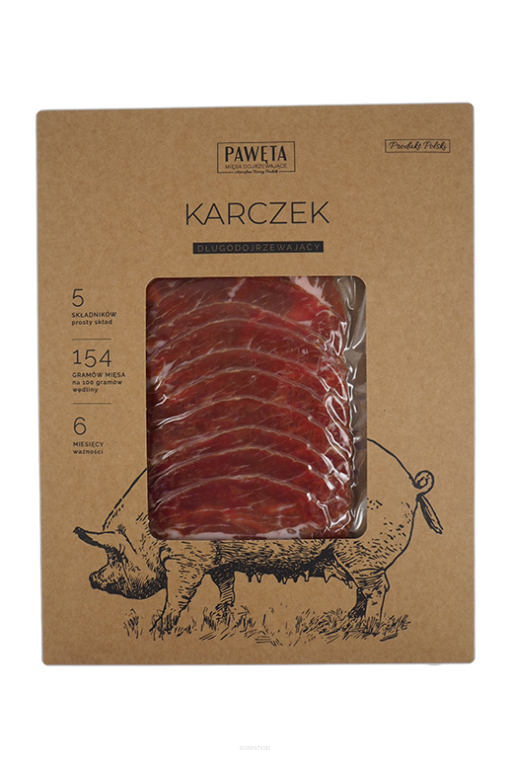 KARCZEK WIEPRZOWY DOJRZEWAJĄCY PLASTRY 50 g - PAWĘTA