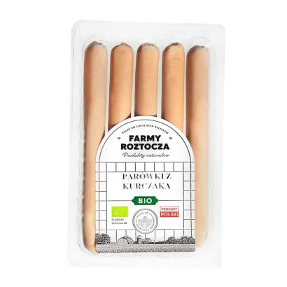 PARÓWKI FARMERKI Z KURCZAKA BIO 250 g - FARMY ROZTOCZA (Z PÓŁKI)