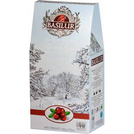 Herbata czarna liściasta z żurawiną i chabrem Cranberries Winter Berries 100 g Basilur