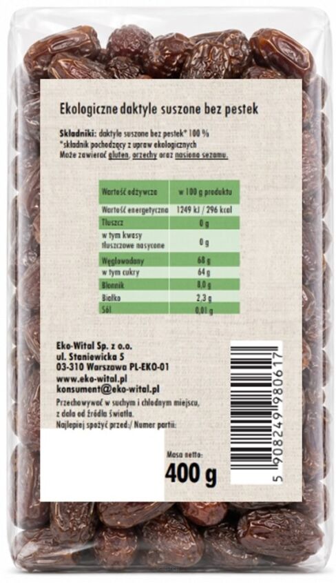 Daktyle suszone bez pestek BIO 400 g