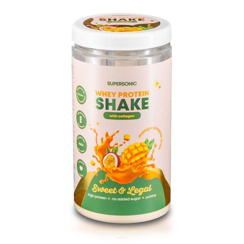 SHAKE PROTEINOWY Z KOLAGENEM O SMAKU MANGO - MARAKUJA KETO 560 g - SUPERSONIC