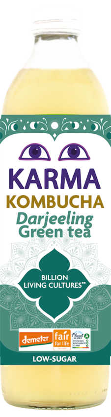 KOMBUCHA HERBATA ZIELONA DARJEELING NISKA ZAWARTOŚĆ CUKRÓW FAIR FOR LIFE DEMETER BIO 500 ml - KARMA KOMBUCHA