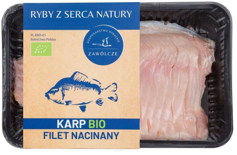 KARP ŚWIEŻY FILET NACINANY BIO (około 0,50 kg) (TACKA) - RYBY Z SERCA NATURY (NA ZAMÓWIENIE)