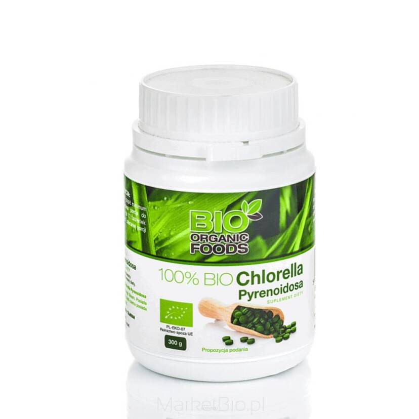 100% BIO Chlorella 300 gram ( 1200 tabletek po 250 mg) Bio Organic Foods PROMOCJA!