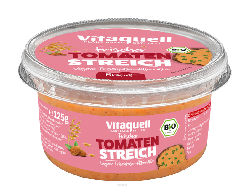 WEGAŃSKA ALTERNATYWA SERKA Z POMIDORAMI BIO 125 g - VITAQUELL