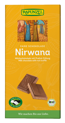 CZEKOLADA MLECZNA Z NADZIENIEM PRALINOWYM NIRWANA BIO 100 g - RAPUNZEL