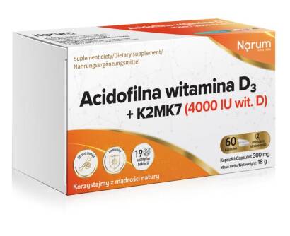 Acidofilna witamina D3 + K2Mk7 (4 000 IU wit. D) - Narum PROMOCJA!!!