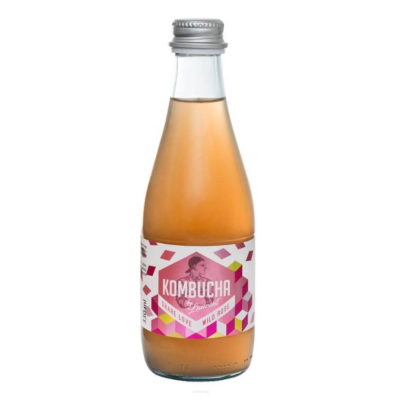 KOMBUCHA Z SOKIEM Z DZIKIEJ RÓŻY (SHARE LOVE WILD ROSE) BIO 330 ml - KOMBUCHA BY LAURENT