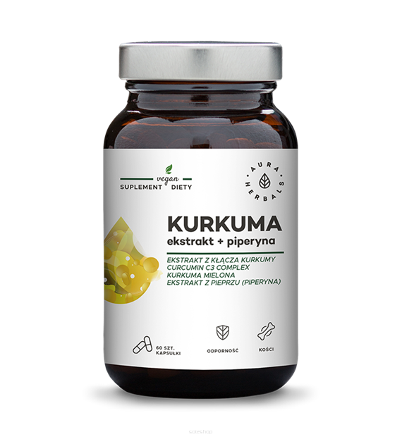 Kurkuma ekstrakt + piperyna, kapsułki 60 szt  Aura Herbals