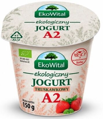 Jogurt truskawkowy z mleka A2 BIO 150 g
