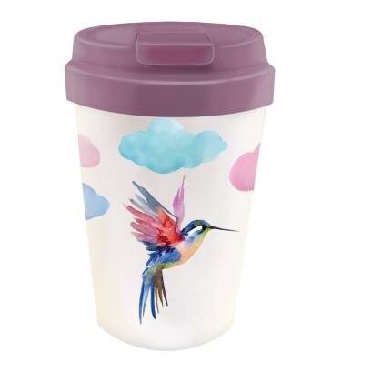 KUBEK PODRÓŻNY Z TWORZYWA PLA WATERCOLOR BIRD 350 ml - CHIC-MIC