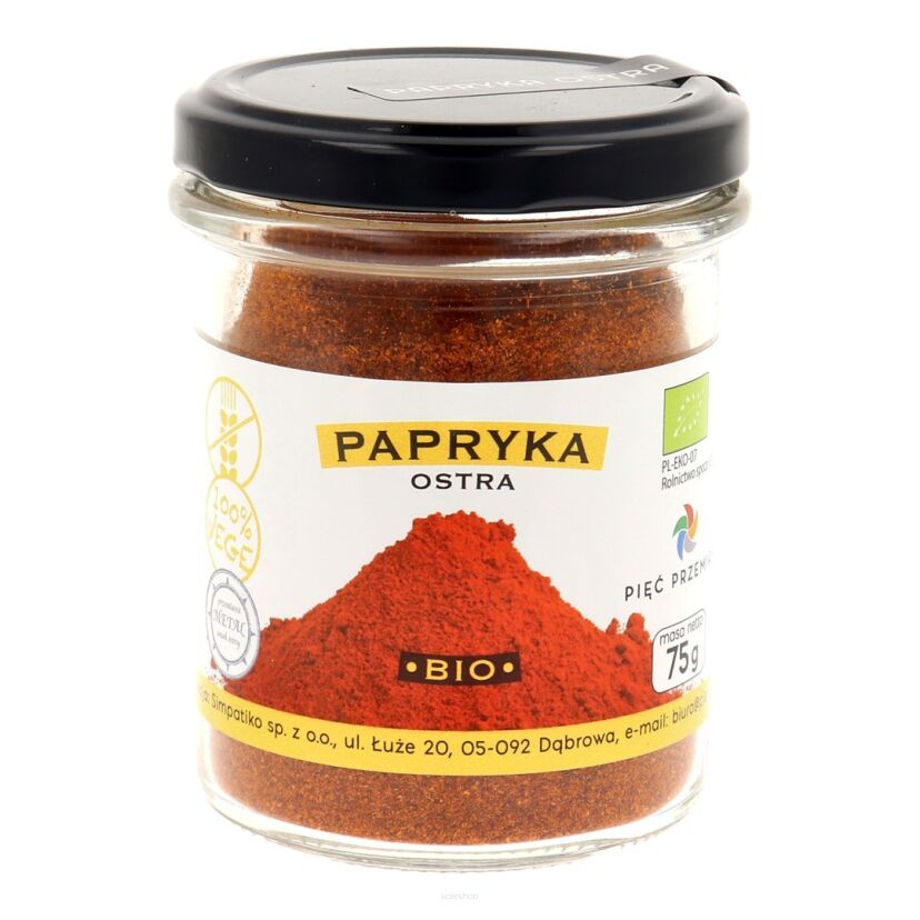 Papryka ostra mielona bezglutenowa BIO 75 g - Pięć Przemian