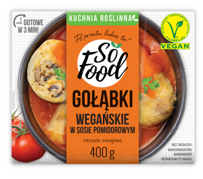 GOŁĄBKI WEGAŃSKIE W SOSIE POMIDOROWYM 400 g - SO FOOD